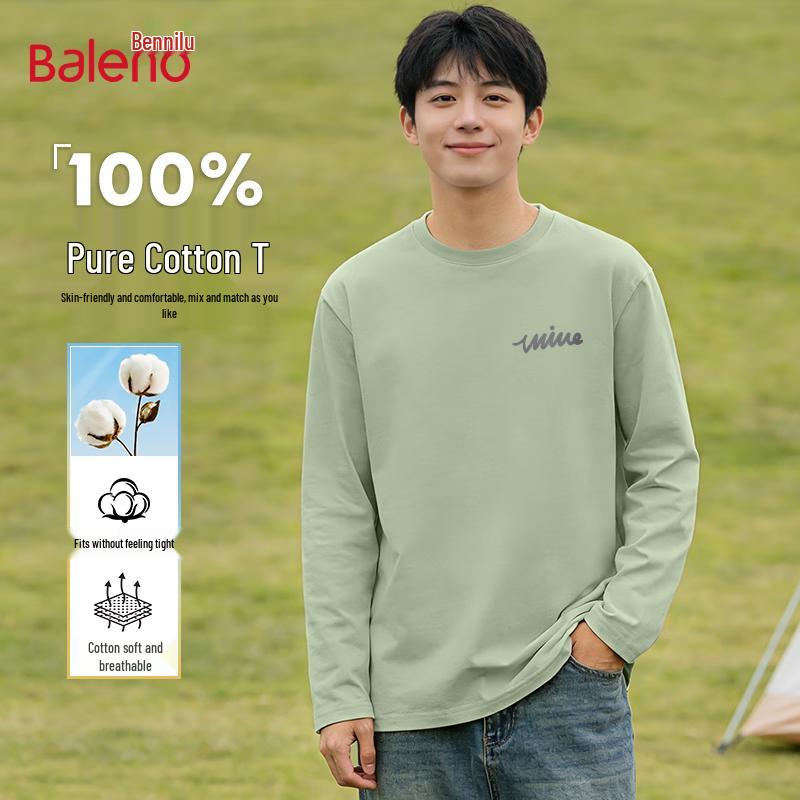 Baleno Men's Heavyweight Cotton Long Sleeve Round Neck T-Shirt
