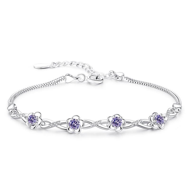 Vintage Silver Plated Bracelet for Women with Blooming Plum Blossom Design Elegant Hand Jewelry
