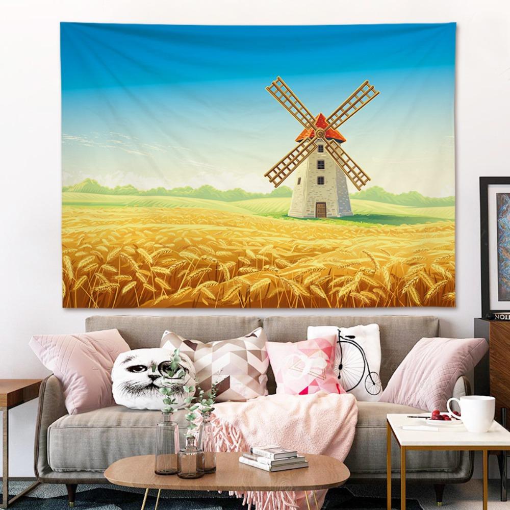 Nordic Style Oil Painting Background Cloth, INS Hanging Cloth, Bedroom, Dormitory, Guesthouse Decoration, Bedside Background Wall Cloth, Tapestry