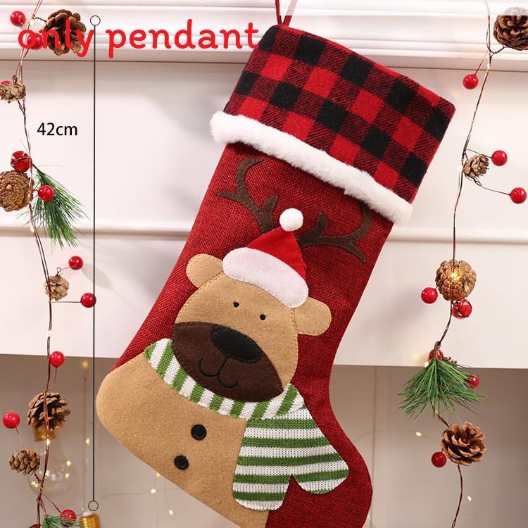 Cute Claus Santa Snowman Elk Socks Shaped Pendant For Christmas Decoration