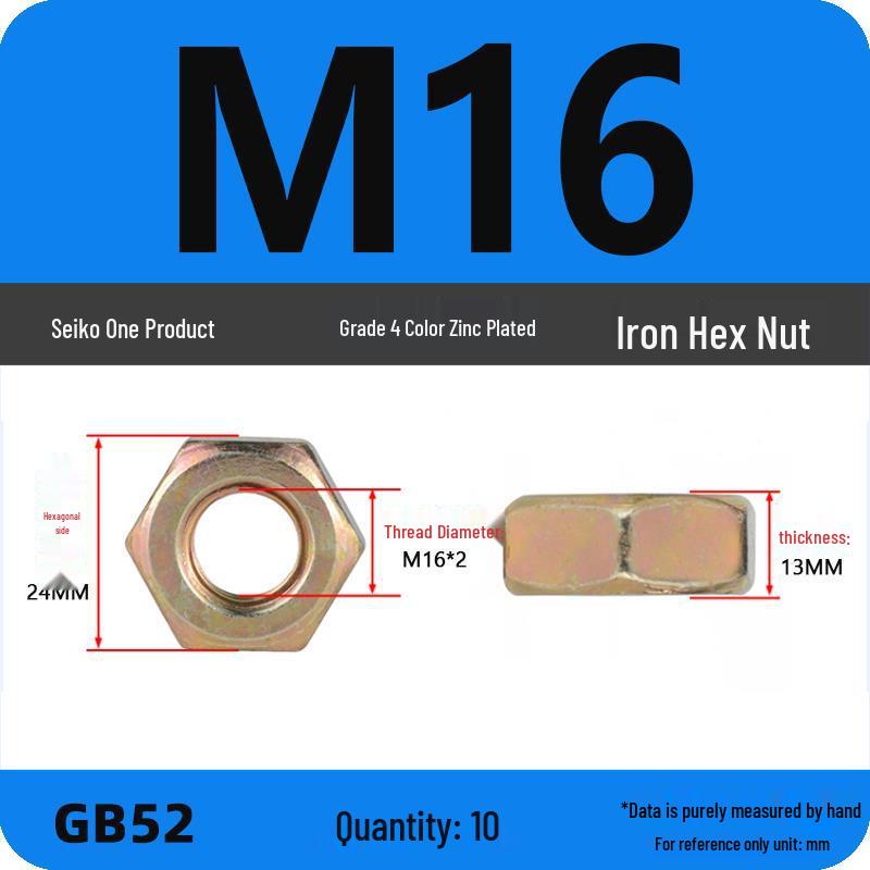 Black Galvanized Nickel-Plated Iron Hex Nut Screw Cap, GB Grades 4.8/8.8/12.9, Sizes M4/M5/M6/M8