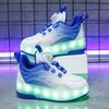 29-38 Children's Plus Size Fashionable Two Wheel Disassembly Into Flat Sports Shoes LED Illuminated Sports Shoes Ice Skates