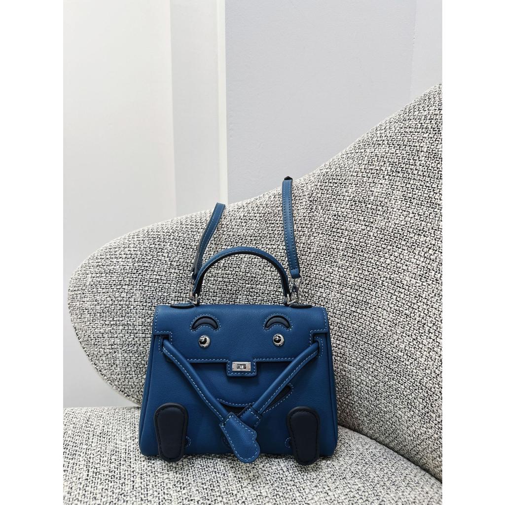 Millennium Doll Bag Smiley Face Bag Genuine Leather Mini Handbag First Layer Cowhide Alligator Pattern Shoulder Messenger Bag Women