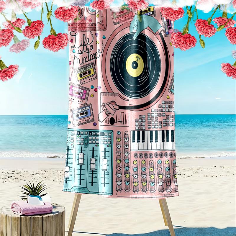 Pink Mixing Console 2D Flat Print Beach Towel, Large Soft Quick Dry Towel for Beach Camping SwimmingDSTJ0925220