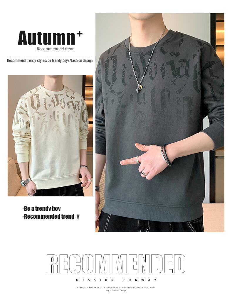 Men's Plush Long-Sleeve Knitted Sweater - Casual Autumn/Winter Round Neck Pullover, Loose Fit Trendy Top.