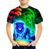 Children's Dragon Graphic 3D Digital Printed Boys' Fashion and Comfortable Round Neck Short Sleeved T-shirt