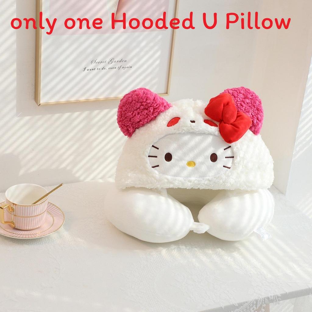 Hello Kitty U-förmiges Nackenkissen mit süßem Hut für Reisen und Büro-Ruhe