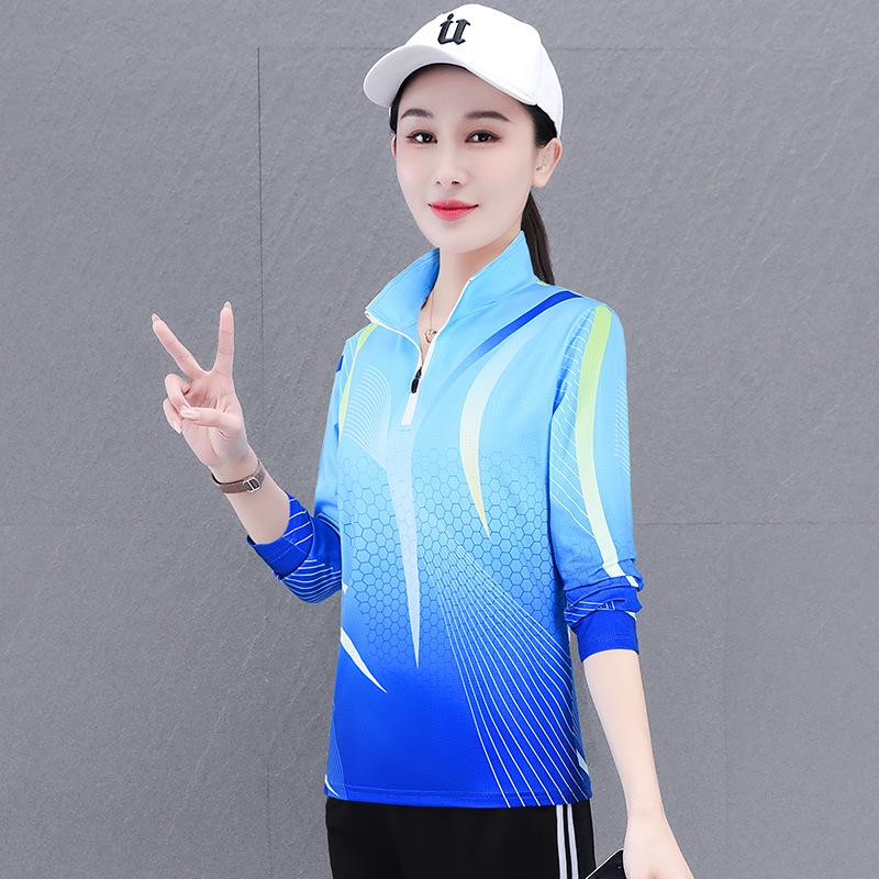 Women's Quick-Dry Long Sleeve Active Top - Lightweight for Spring/Fall, Ideal for Table Tennis, Fitness, Running, Hiking, Loose Fit