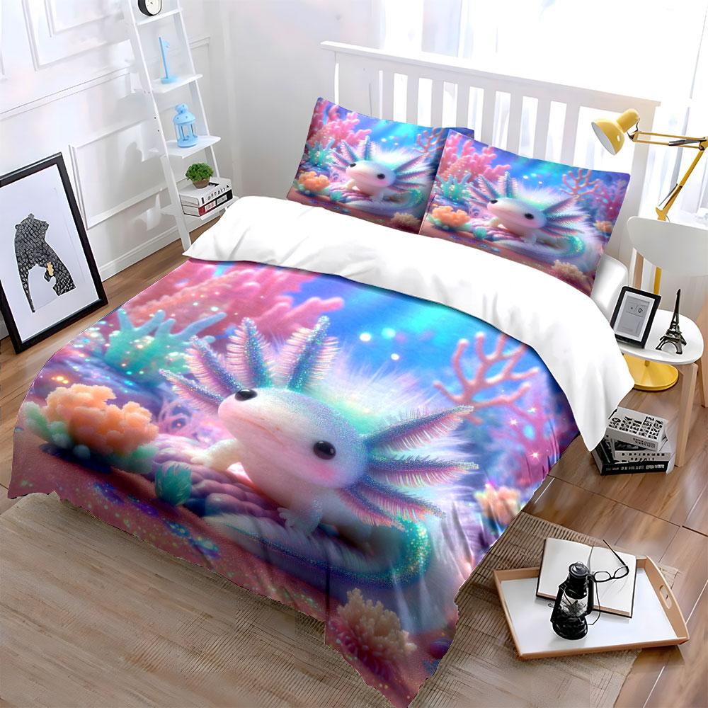 Underwater Dream Salamander Duvet Cover Set With 3D Printing Design Soft Polyester Bedding Set All-Season Comfort For Gifts