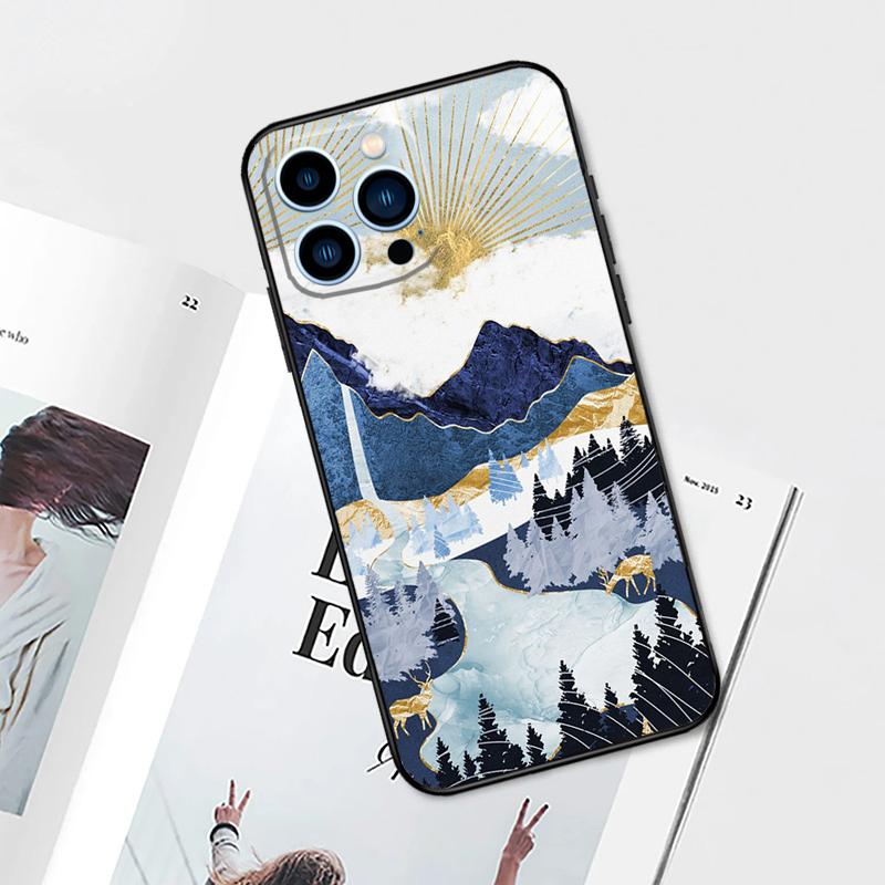 Landscape Mountain Night Sky Case For iPhone 17 Pro Max 14 13 12 11 15 16 Pro Max mini 15 Plus 16e 17 Air Phone Cover