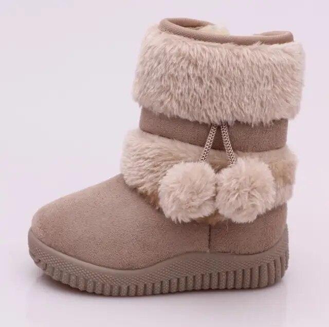 Botas de neve para meninas, botas de inverno confortáveis, grossas e quentes para crianças, botas grossas de bola de arremesso, outono, botas fofas para meninos, sapatos de princesa