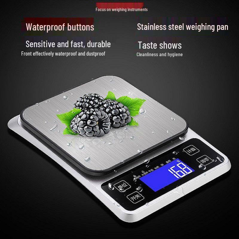 Electronic 10kg Stainless Steel Platform Kitchen Scale, 0.1g Precision for Food & Baking
