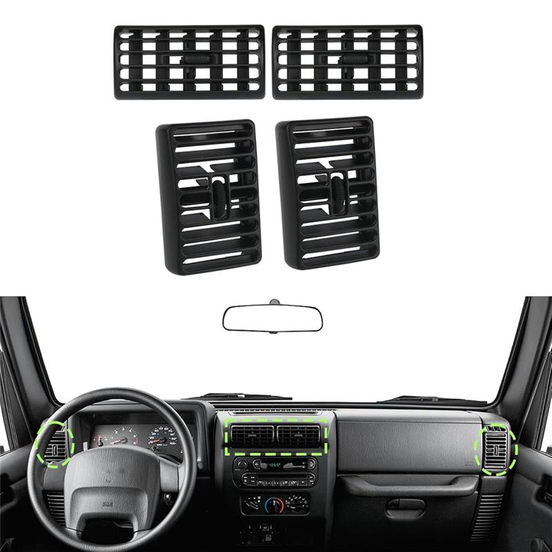 Dash Air Vent Grille Center Console For Jeep Wrangler TJ 1997-2006 Cherokee XJ 1997-2001 Louver 5FS10DX9 5DP55TAZ