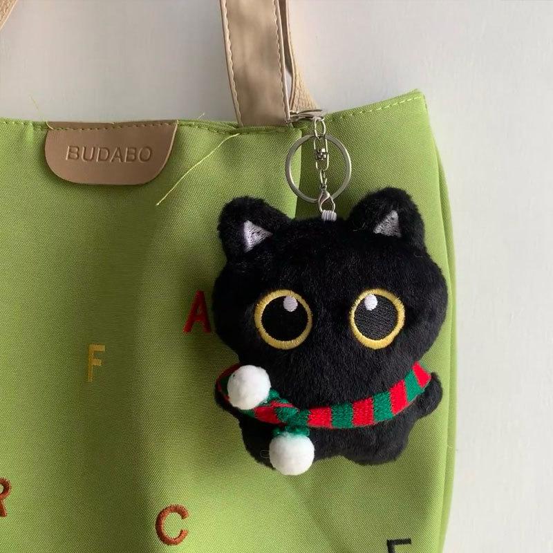 Cute Black Cat Plush Toy Small Doll Pendant 10 Cm Keychain Cartoon Soft Animal Stuffed Doll Pendant Backpack Bag Decoration Gift