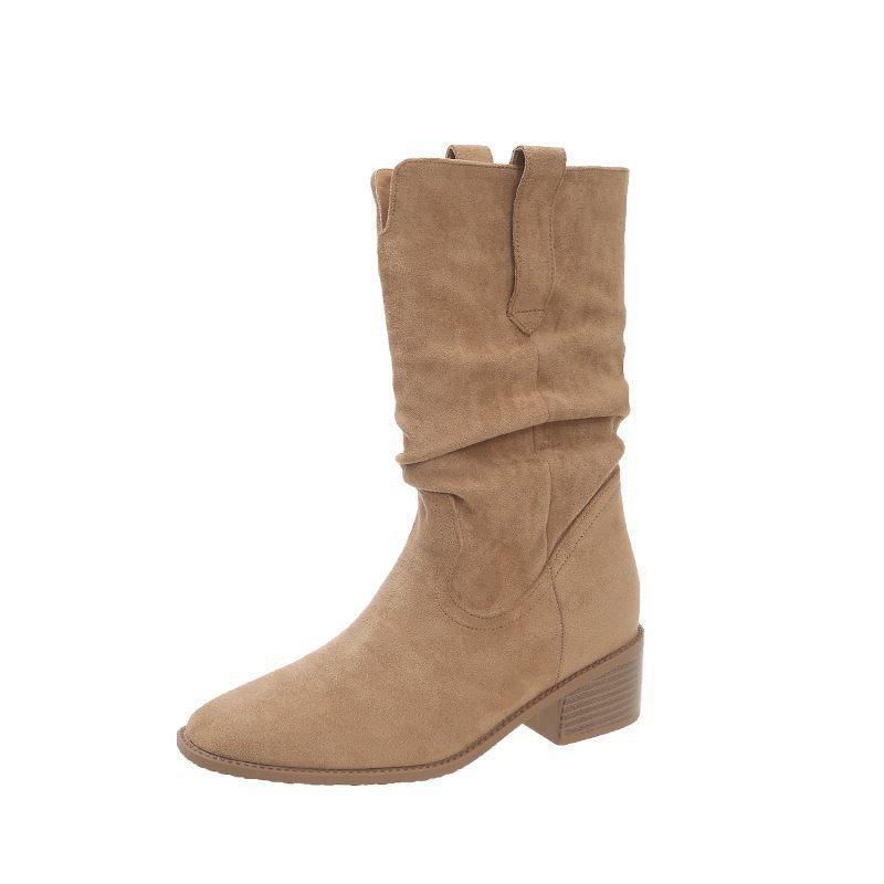 Cowboy Boots Short Boots Pile Skinny Vintage Martin Boots Women Small High Heels Western