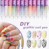 12/24 Pcs Acrylic Nail Doodle Pen 0.5mm Precision Magic Waterproof Nail Art Pen Quick-drying DIY Nail Art Drawing Liner For Girl