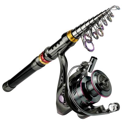 Canna da pesca spinning in fibra di carbonio da 1,8-3,6 m, mulinello da 13 BB, canna da pesca telescopica, kit mulinello da spinning, resistenza massima 3-8 kg, pesca
