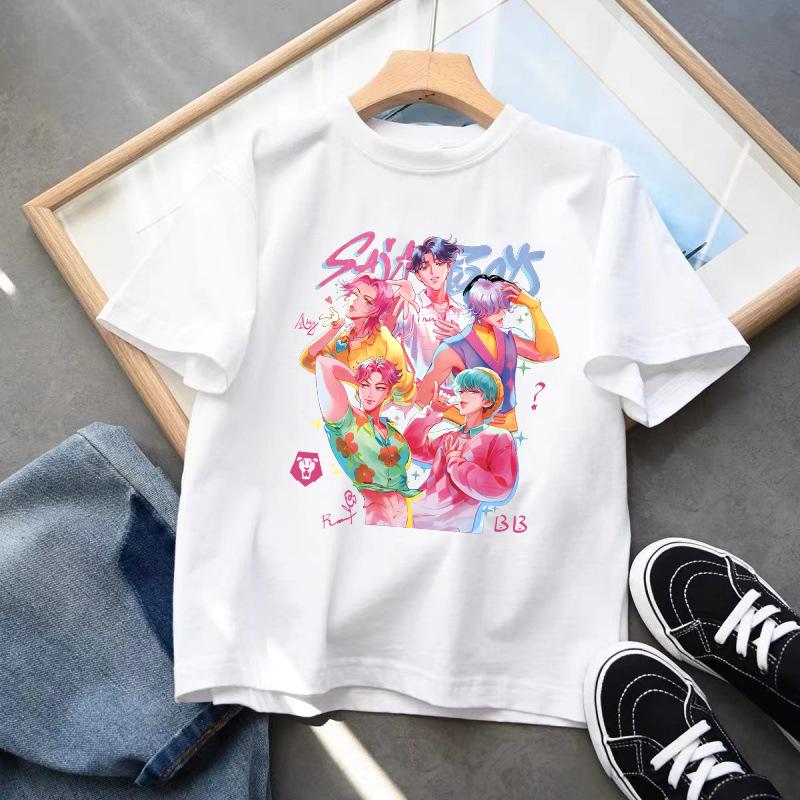 Kpop Demon Hunters Barneklær Kortarmet T-skjorte Søt K-pop Demon Hunters Tiger Harajuku T-skjorte for Gutter Jenter