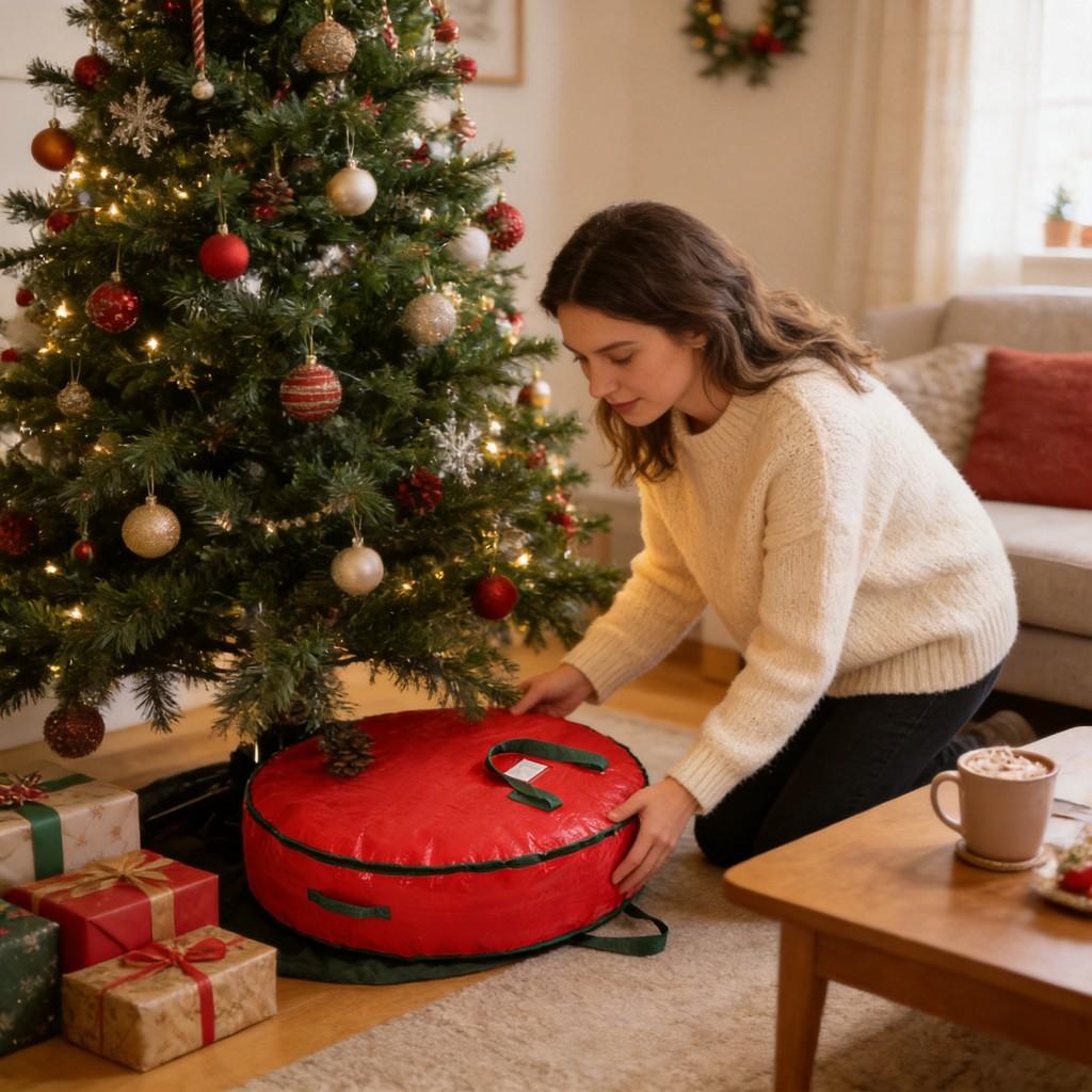 Christmas Storage Bag With Drawstring For Living Room Decor And Holiday Organizer