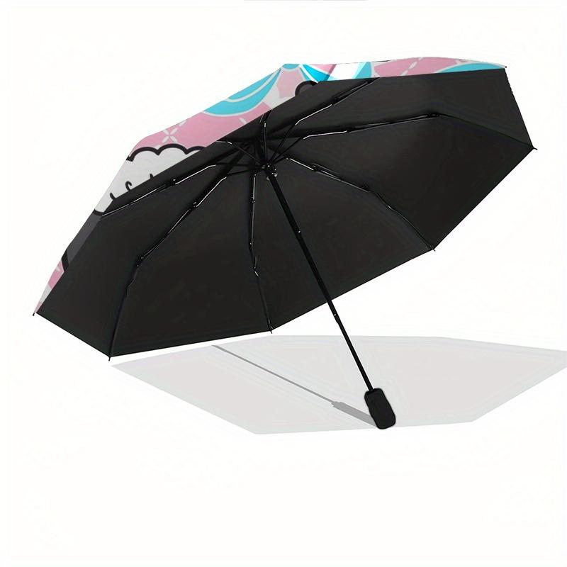 My Melody,Kuromi Automatic Folding Umbrella-Simple 8-Rib Design, Bright Cartoon Pattern, Durable Iron Frame, Suitable For Travel, Outdoor, B