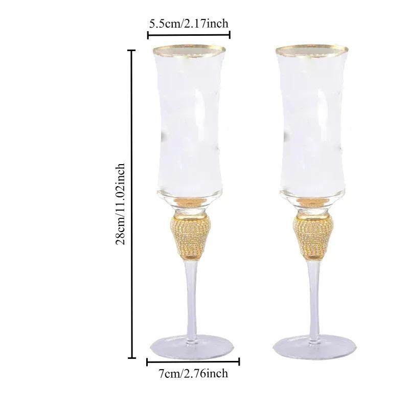 Crystal Wine Glass Extreme Luxury Wedding Party Glassware Drink Red Wine Goblet With Gold Rim Diamond Cocktail ChampagneCup