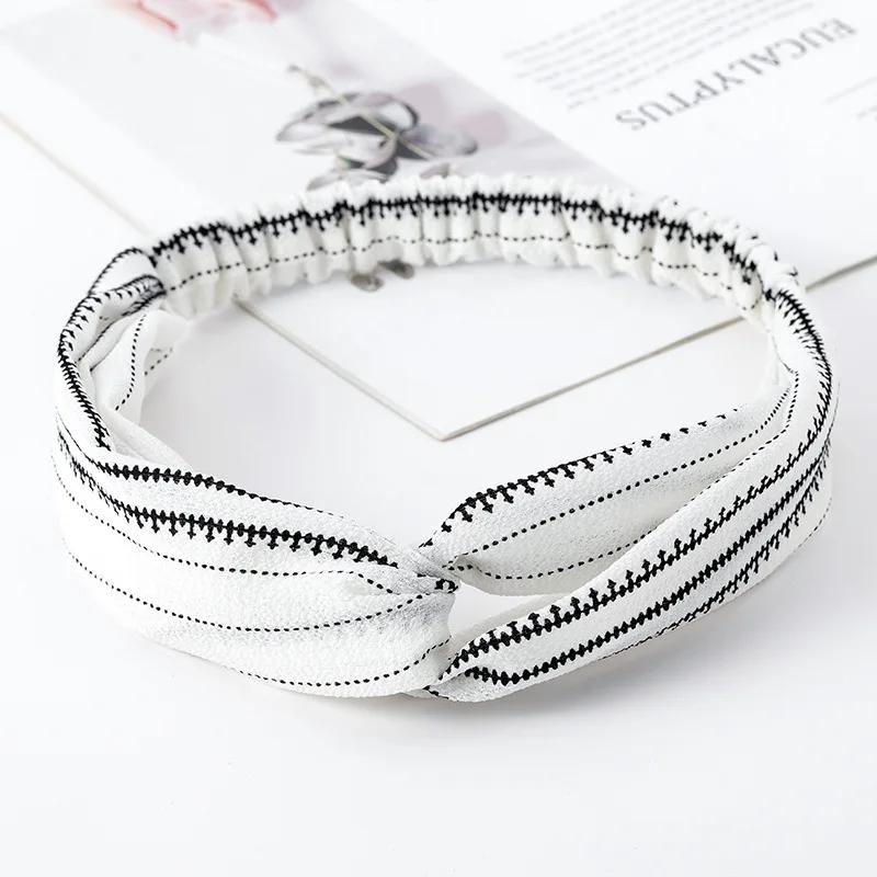 

Новая корейская ретро-принтованная повязка-крест для женщин, милые простые эластичные резинки для волос, повязка для волос, аксессуары для волос для девушек