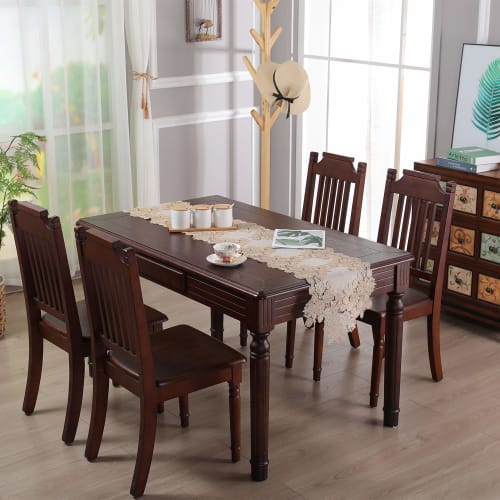 Elegant Lace Table Runner, Stylish Nordic Style Kitchen Table Runner, Coffee Color, 180cm
