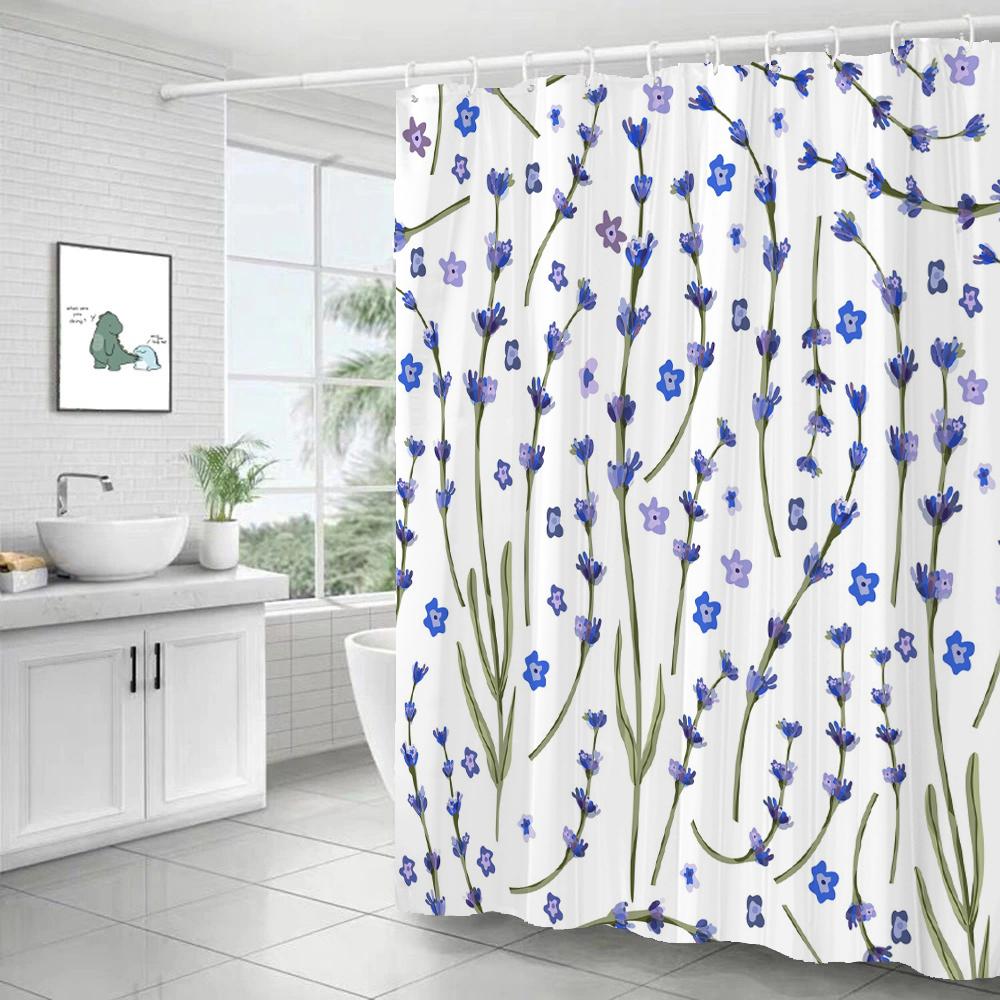 Small Fresh Plant Cactus Leaves Print Shower Curtain Polyester Fabric Bath Curtain With Hooks Curtains For Bathroom Decoration