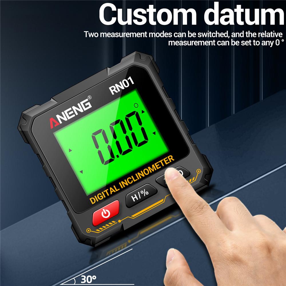 360 Degree Protractor RN01 Digital Angle Gauge Goniometer Four-sided Strong Magnetic Protractor Tester Measuring Tools