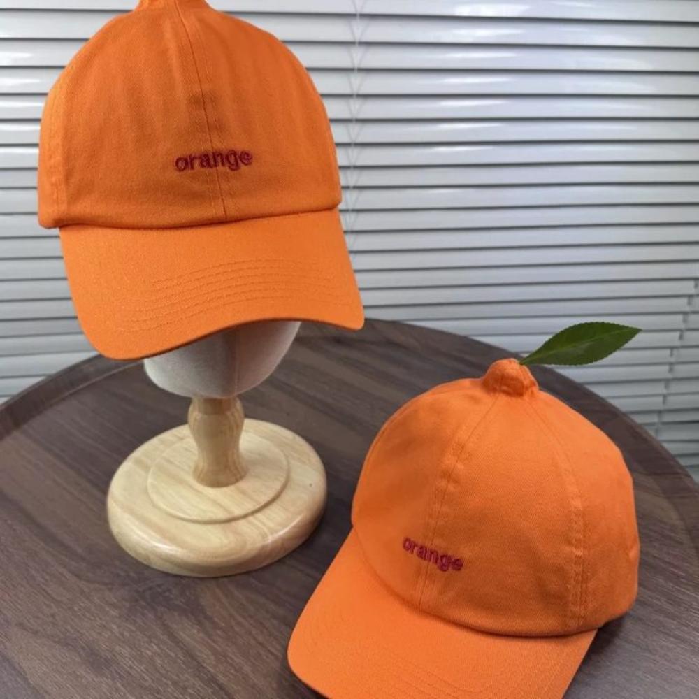 Peaked Orange Baseball Cap Sunscreen Creative Orange Cap Versatile Embroidered Letter Hat  Summer