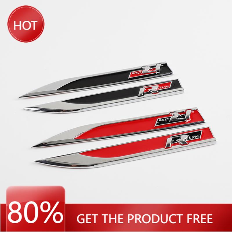 BAKB5 2025 Hot 2pcs Car Body Fender Side Wing Sticker Emblem For Volkswagen R Rline Polo T5 Golf 5 6 7 8 Passat B6 Arteon Scirocco GTD