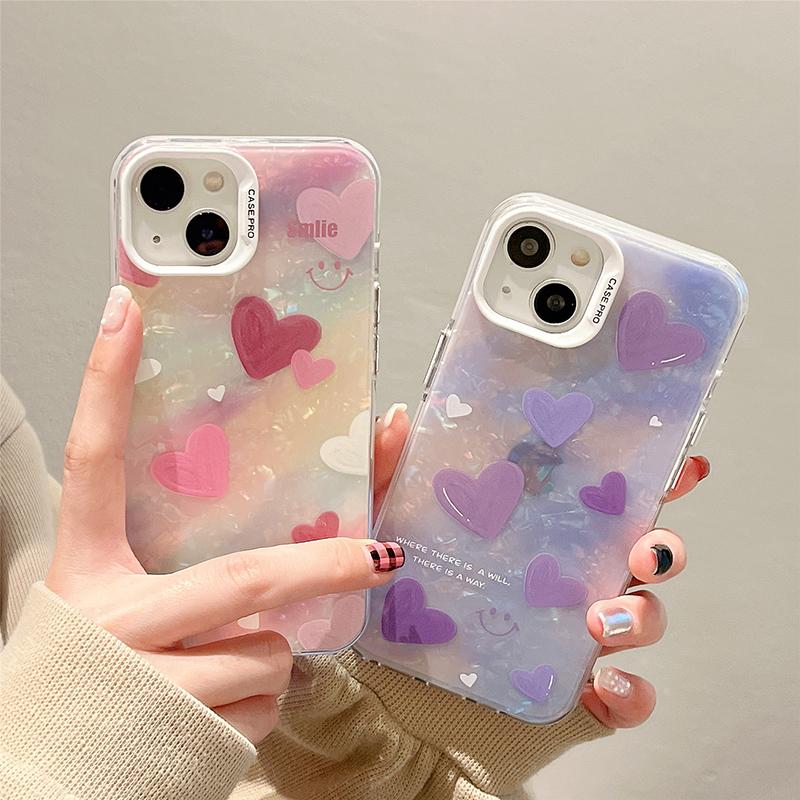 Sweet Cool Girl Shining Shell Love Heart Husă pentru Iphone 13 14 11 12 Pro Max 14promax Husă de telefon rezistentă la șocuri