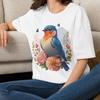 Bluebird with Floral T-Shirt | Watercolor Bird Tee Flowers Animal Tee- Gift for Her Mom Grandma Family Friend Sister Crew