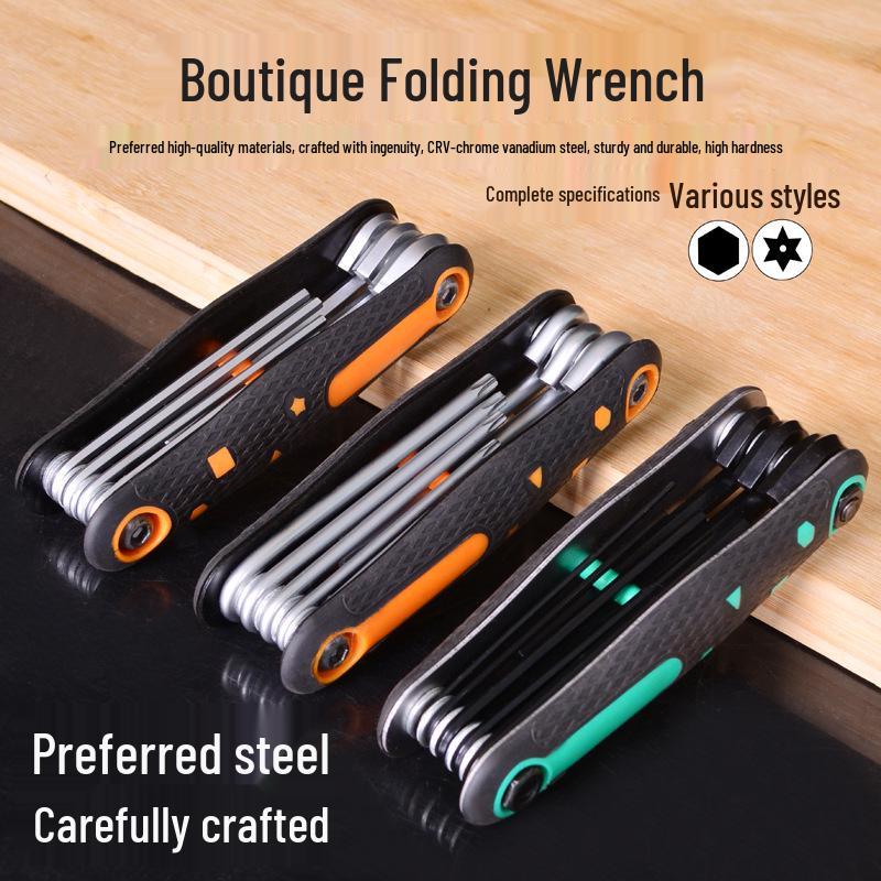 Hexagonal Folding Screwdriver & Hex Key Set: Multifunctional Bicycle Repair Tool Wrench