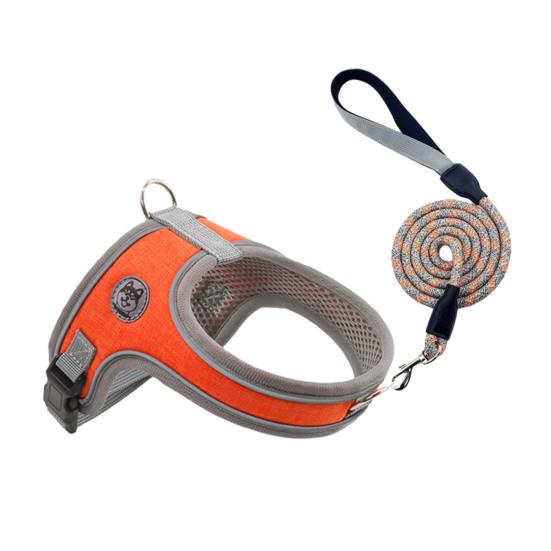 

No-Pull Dog Harness Breathable Dog Harness with Reflective Leash Adjustable Fit Mesh Vest Harness Easy On/Off for Small Medium Dogs All-Season Comfort XS оранжевый