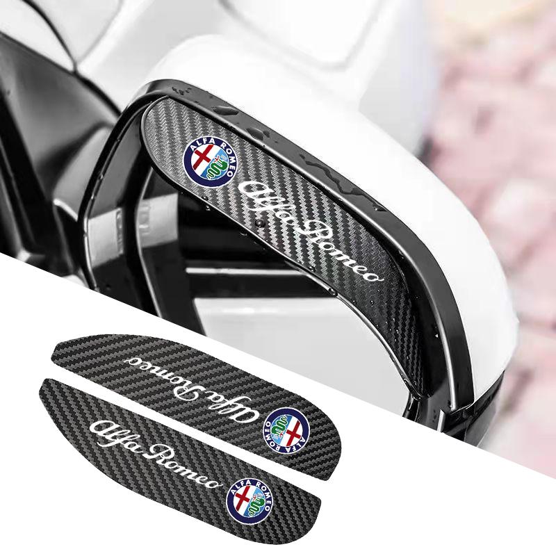 2x Car Rearview Mirror Rain Eyebrow Protector Rain Sticker For Alfa Romeo Giulia Stelvio Giulietta 156 159 147 Mito Tonale GT