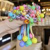 Elastic Hair Bands for Children, Hair Ropes, Color Blocked Flowers, Princess Cute Headwear, Girls Hair Accessories, New, 2Pcs