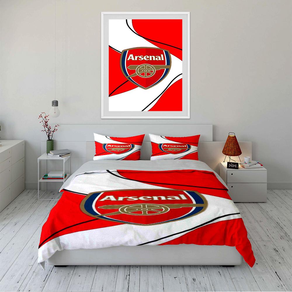 Arsenal Logo Set Biancheria da Letto Rossa Copripiumino Federe Decorazione per la Casa (1 * Copripiumino 2 * Federe, senza piumino)