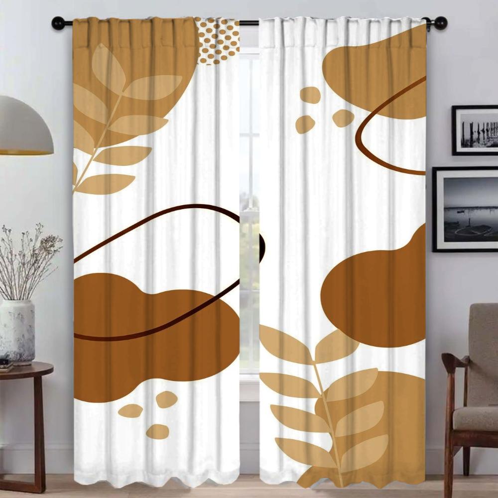 Concise Style Plants Curtains for Living Room Curtain for Room 2 Panel Shades Partition Home Interior Curtains Kitchen Blackout