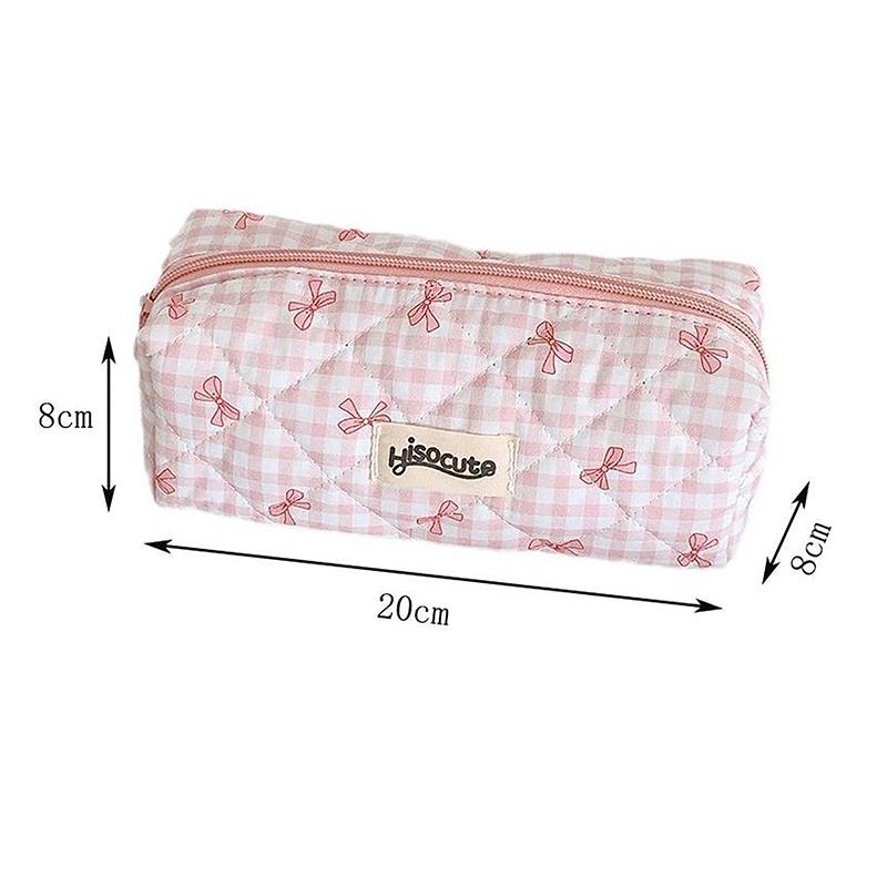Estuche para lápices con estampado floral y lazo simple estilo Ins, bolsa de almacenamiento para útiles de escritura, estuche para maquillaje, útiles escolares