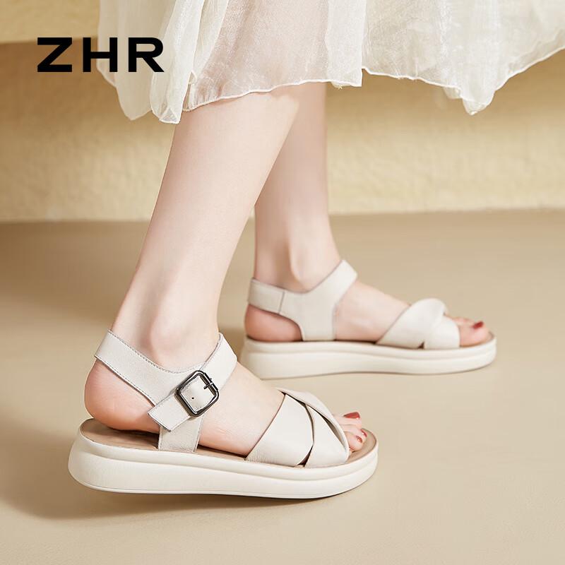 ZHR Women's Top-Grain Leather Platform Sandals EQ05