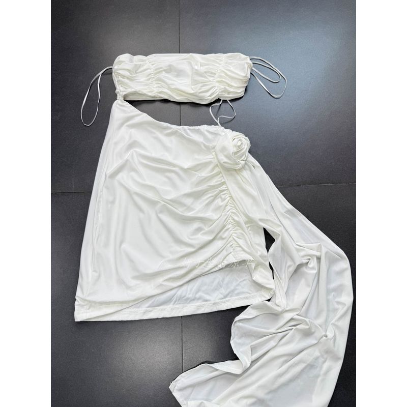 

Foreign Trade Order Gyaru Style FN Home White Sexy Gyaru Three-Dimensional Irregular Waist Tube Top Dress White Tube Top Dress M