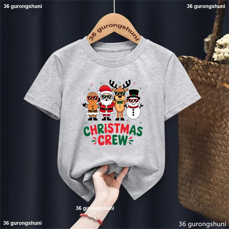 Christmas Day Fashion Christmas Crew 2026 Graphic Print Cute Boy/Girl Tshirt Christmas Festival Short Sleeve Casual Tshirt Tops
