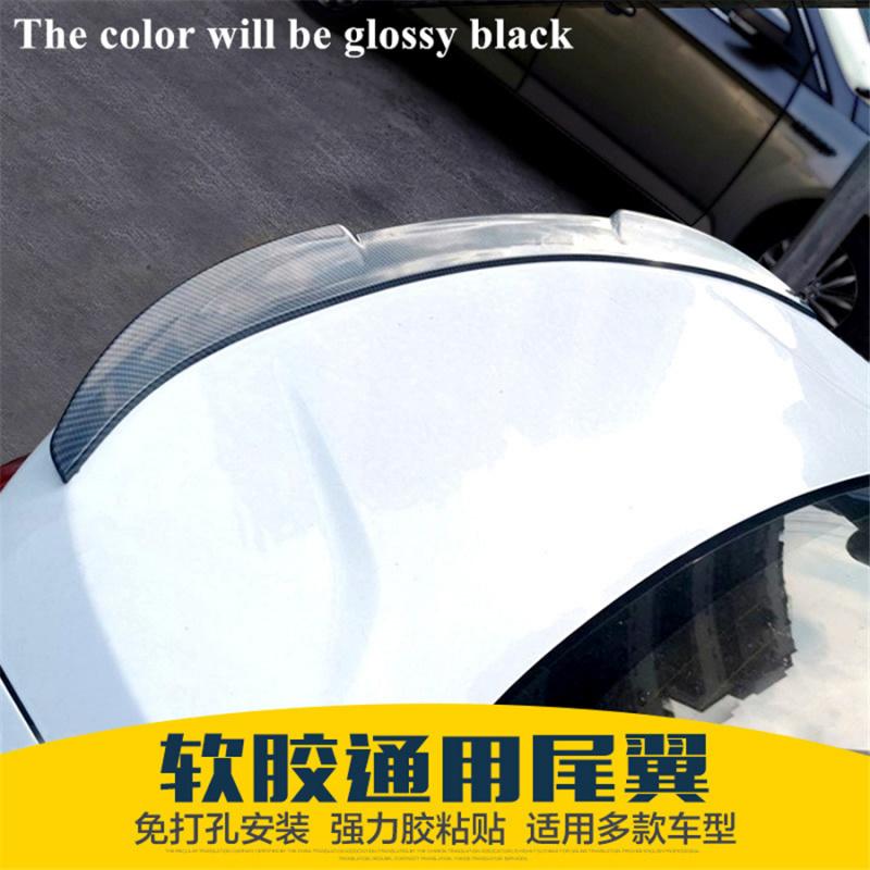 39" Glossy Black Pu Car Rear Roof Lip Trunk Spoiler Wing Lid Tail Sticker Trim