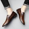 Classic Brand Men's Leather Casual Shoes High-end Banquet Dress Shoes Retro Brown Office Men's Business Work Shoes Daily Comfort