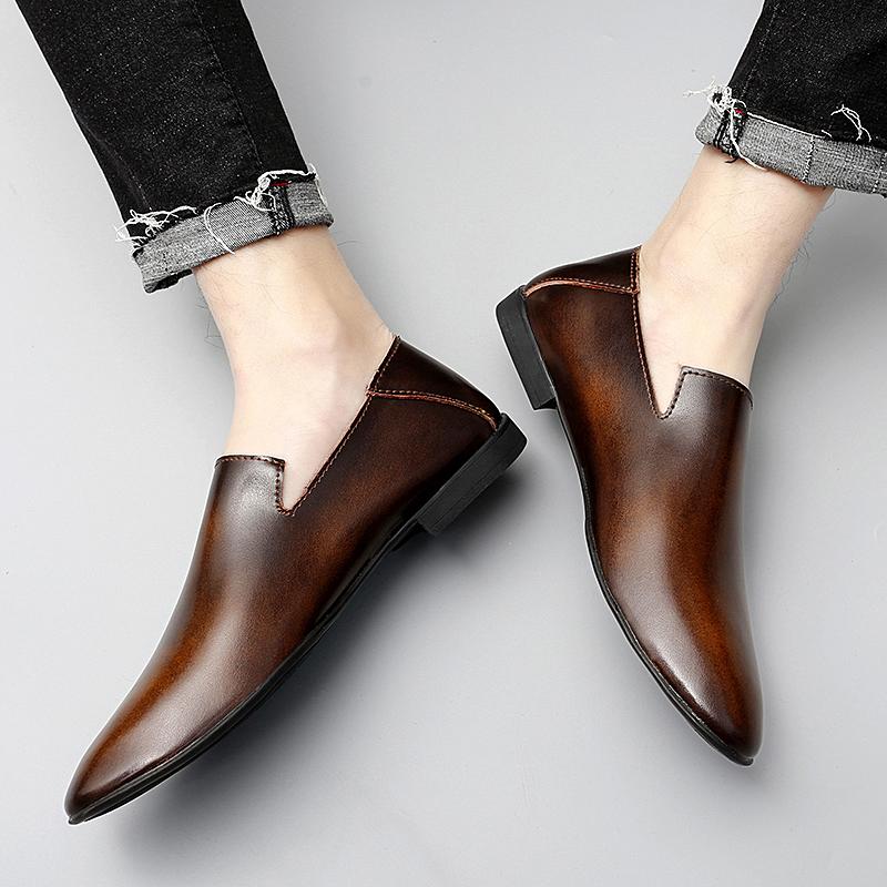 Classic Brand Men's Leather Casual Shoes High-end Banquet Dress Shoes Retro Brown Office Men's Business Work Shoes Daily Comfort