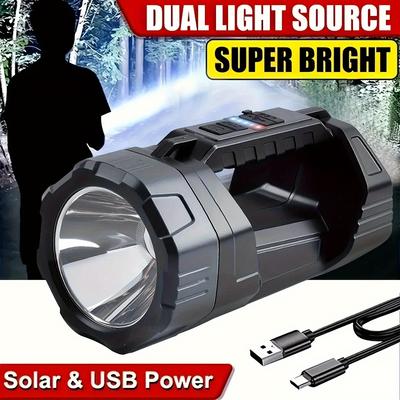 Ultrahelle LED-Taschenlampe mit Fernbedienung, Solarladung, Einhandgriff, digitale Leistungsanzeige, Notblitz, Stromausfall, Notsituation
