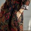 Bomull Vintage Tryck Blommor Klänningar Kvinnor Casual Lös Långärmad Klänning Femme Robe Vestidos Elegant Vår Höst Kläder