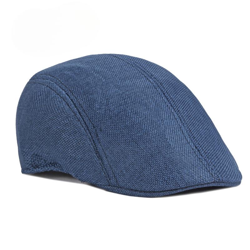 Hat men's simple light plate imitation linen beret British retro summer breathable duck tongue forward hat middle-aged and elderly hat