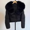 Women's Short Winter Faux Fur Collar Duck Down Jacket